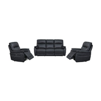 North Star 1+1+3 Seater Electric Power Genuine Leather Recliner Sofa Lounge Black