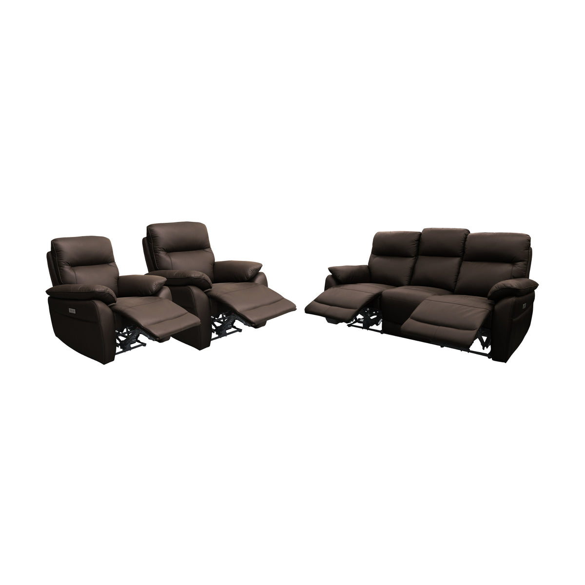 North Star 1+1+3 Seater Electric Power Genuine Leather Recliner Sofa Lounge Chocolate