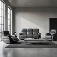 North Star 1+1+3 Seater Electric Power Genuine Leather Recliner Sofa Lounge Graphite Grey