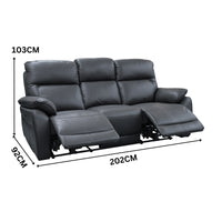 North Star 1+1+3 Seater Electric Power Genuine Leather Recliner Sofa Lounge Graphite Grey