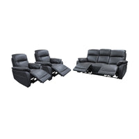 North Star 1+1+3 Seater Electric Power Genuine Leather Recliner Sofa Lounge Graphite Grey