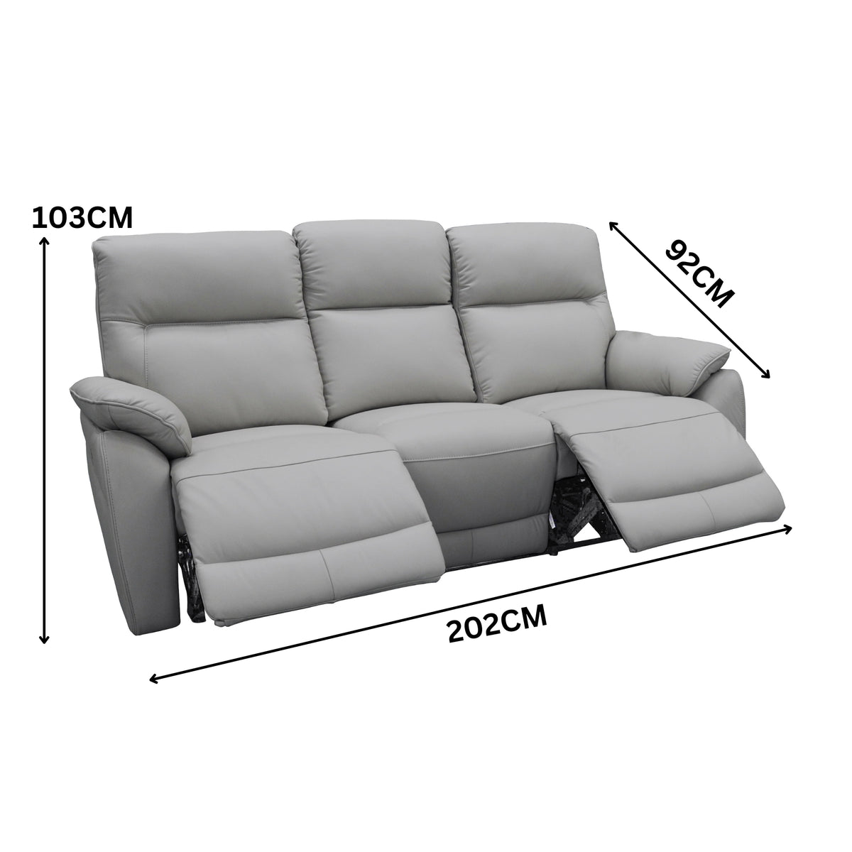 North Star 1+1+3 Seater Electric Power Genuine Leather Recliner Sofa Lounge Silver