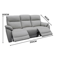 North Star 1+1+3 Seater Electric Power Genuine Leather Recliner Sofa Lounge Silver