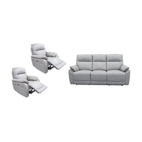 North Star 1+1+3 Seater Electric Power Genuine Leather Recliner Sofa Lounge Silver
