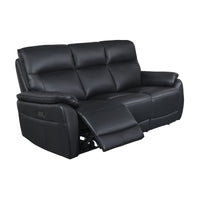 North Star 3 Seater Electric Power Genuine Leather Recliner Sofa Lounge Black
