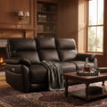 North Star 3 Seater Electric Power Genuine Leather Recliner Sofa Lounge Chocolate