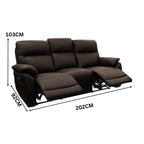 North Star 3 Seater Electric Power Genuine Leather Recliner Sofa Lounge Chocolate