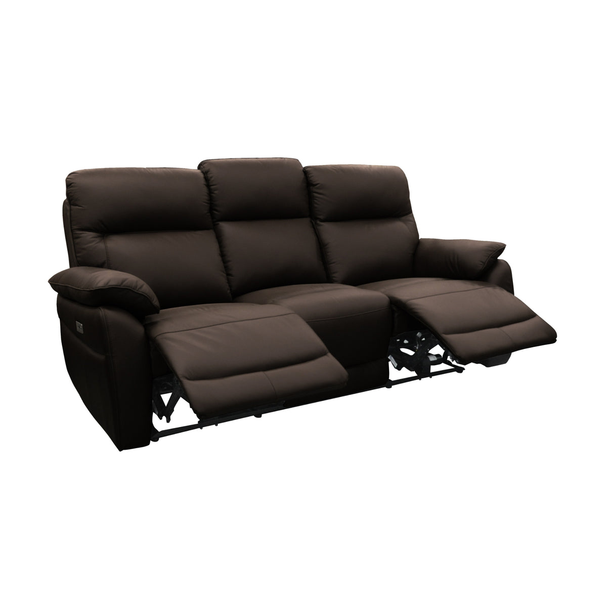 North Star 3 Seater Electric Power Genuine Leather Recliner Sofa Lounge Chocolate