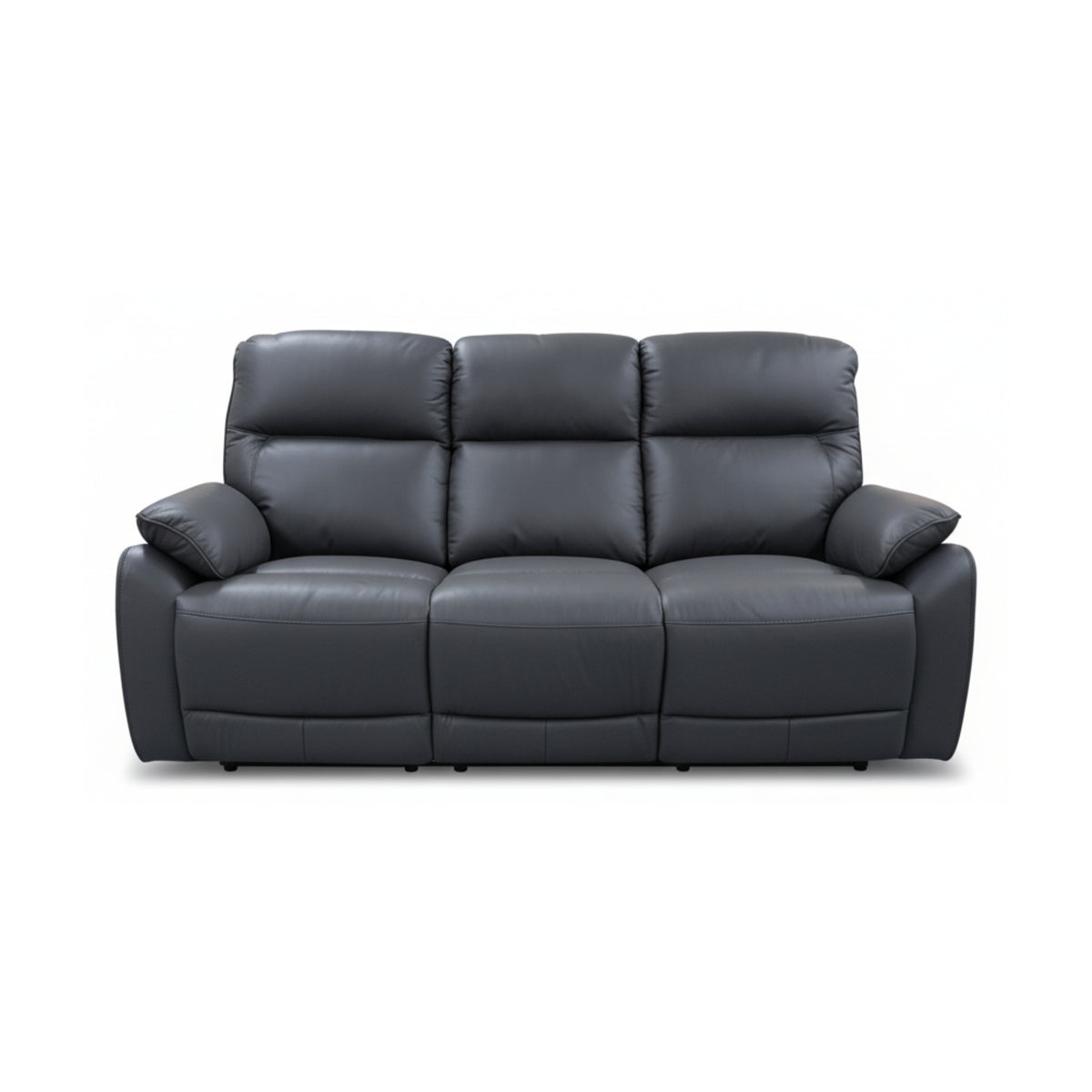 North Star 3 Seater Electric Power Genuine Leather Recliner Sofa Lounge Graphite Grey