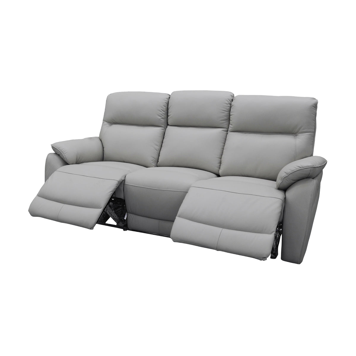 North Star 3 Seater Electric Power Genuine Leather Recliner Sofa Lounge Silver