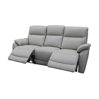 North Star 3 Seater Electric Power Genuine Leather Recliner Sofa Lounge Silver