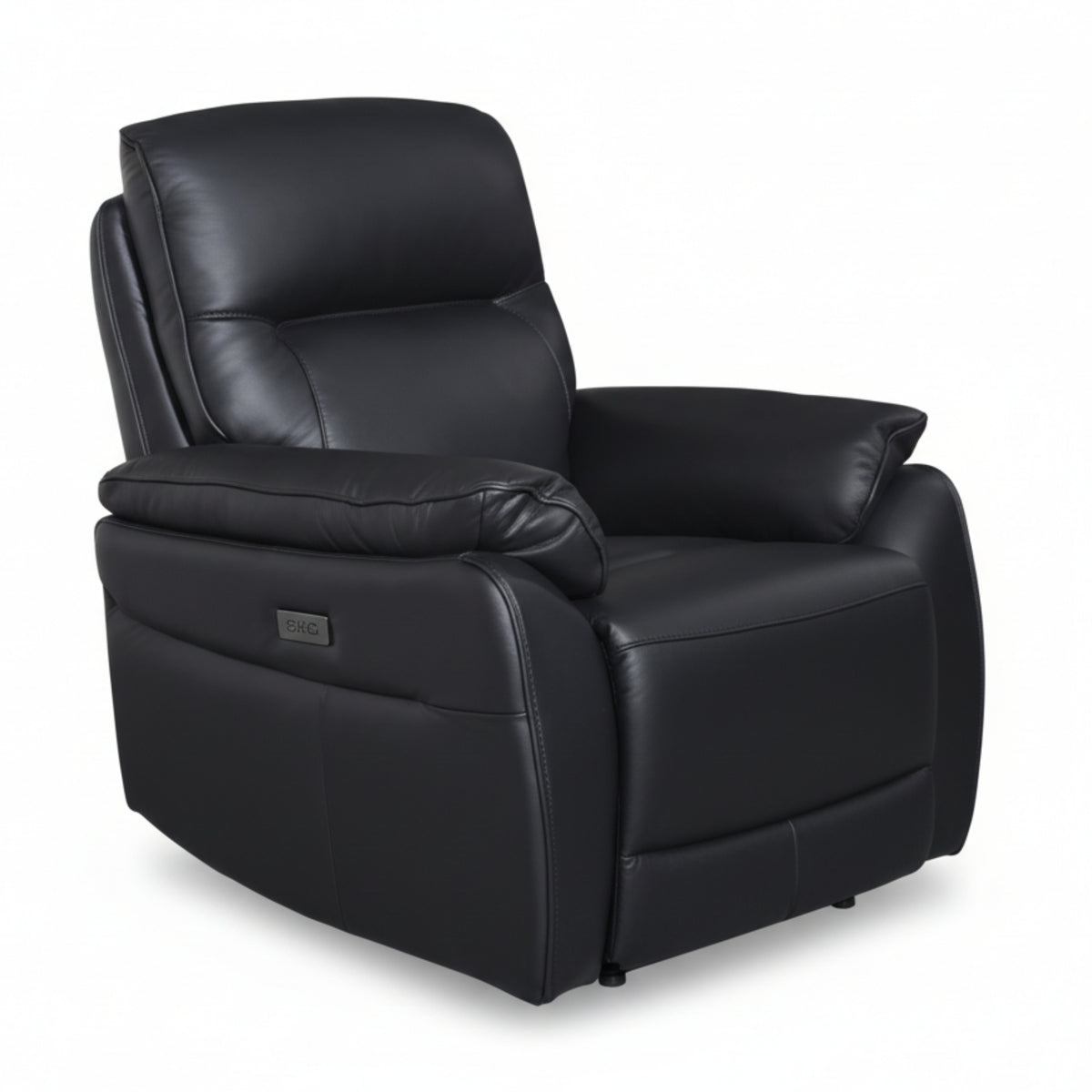 North Star Single Seater Electric Power Genuine Leather Recliner Sofa Lounge Black