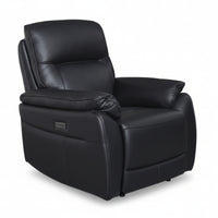 North Star Single Seater Electric Power Genuine Leather Recliner Sofa Lounge Black