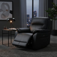 North Star Single Seater Electric Power Genuine Leather Recliner Sofa Lounge Black