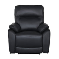 North Star Single Seater Electric Power Genuine Leather Recliner Sofa Lounge Black