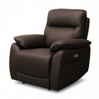 North Star Single Seater Electric Power Genuine Leather Recliner Sofa Lounge Chocolate