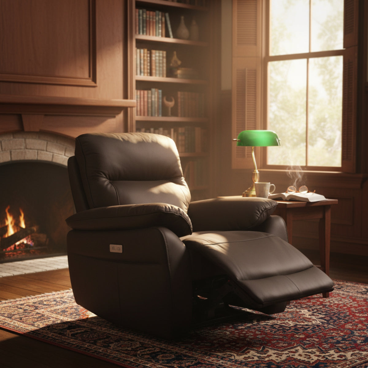 North Star Single Seater Electric Power Genuine Leather Recliner Sofa Lounge Chocolate