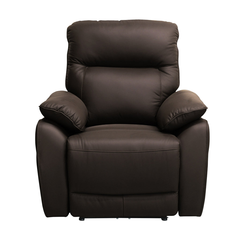 North Star Single Seater Electric Power Genuine Leather Recliner Sofa Lounge Chocolate