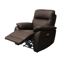 North Star Single Seater Electric Power Genuine Leather Recliner Sofa Lounge Chocolate