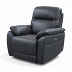 North Star Single Seater Electric Power Genuine Leather Recliner Sofa Lounge Graphite Grey