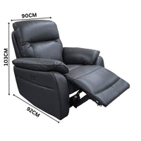 North Star Single Seater Electric Power Genuine Leather Recliner Sofa Lounge Graphite Grey