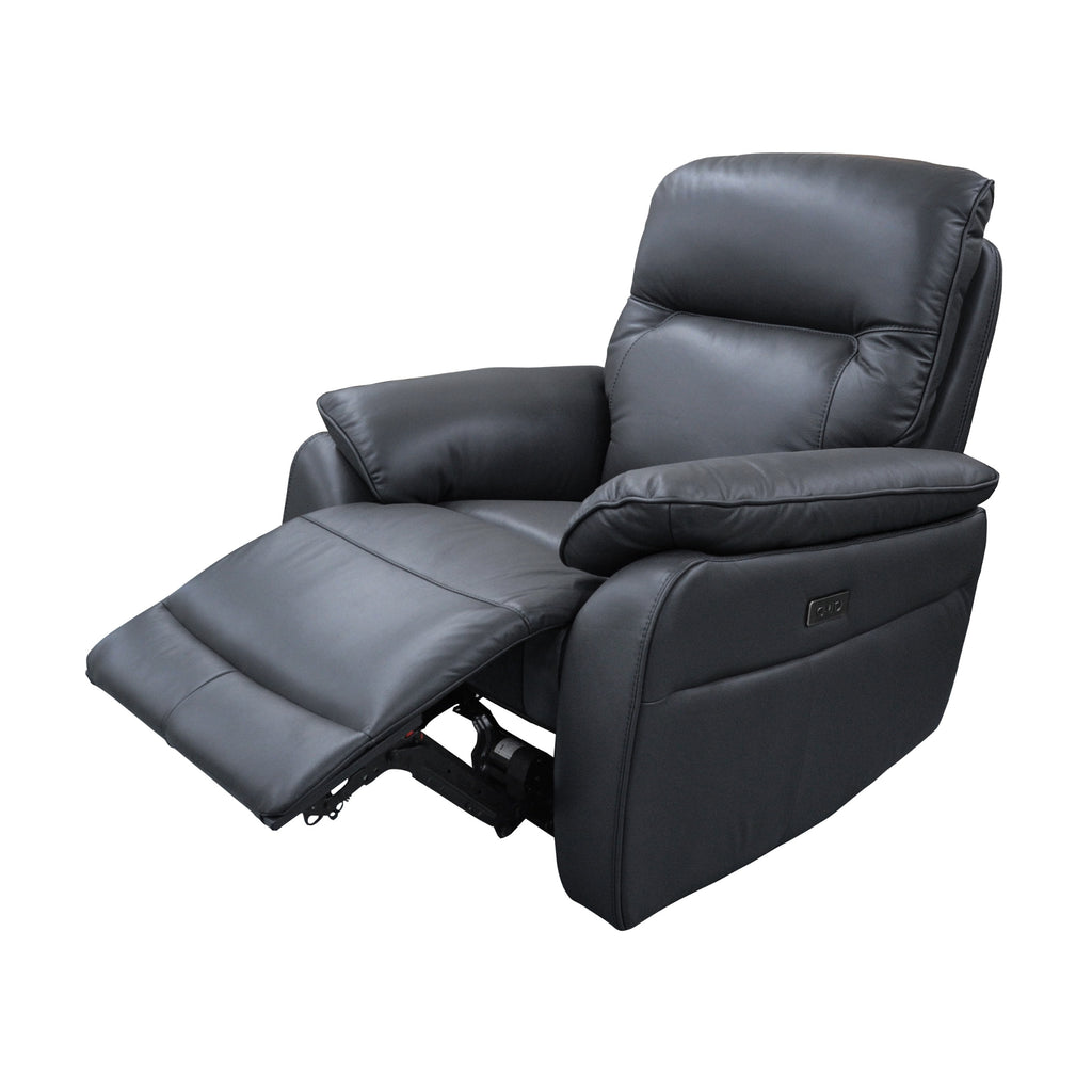 North Star Single Seater Electric Power Genuine Leather Recliner Sofa Lounge Graphite Grey
