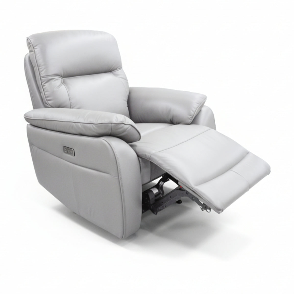 North Star Single Seater Electric Power Genuine Leather Recliner Sofa Lounge Silver