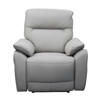 North Star Single Seater Electric Power Genuine Leather Recliner Sofa Lounge Silver