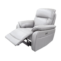 North Star Single Seater Electric Power Genuine Leather Recliner Sofa Lounge Silver