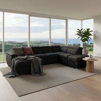 Oasis 4 Seater Fabric Corner Modular Sofa Bed Storage RHF Chaise Ottoman Charcoal