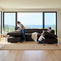 Oasis 4 Seater Fabric Corner Modular Sofa Bed Storage RHF Chaise Ottoman Charcoal