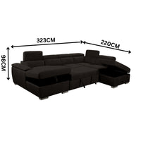 Oasis 4 Seater Fabric Corner Modular Sofa Bed Storage RHF Chaise Ottoman Charcoal