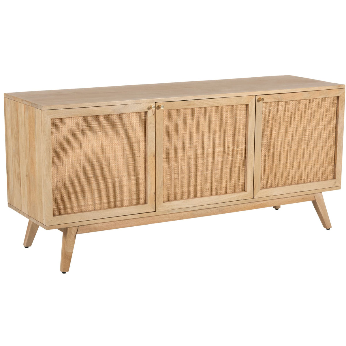 Olearia  Buffet Table 150cm 3 Door Solid Mango Wood Storage Cabinet Natural