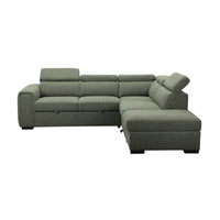 Olia 2 Seater Fabric Modular Corner Pull Out Sofa Bed Storage Ottoman Green