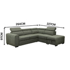 Olia 2 Seater Fabric Modular Corner Pull Out Sofa Bed Storage Ottoman Green