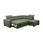 Olia 2 Seater Fabric Modular Corner Pull Out Sofa Bed Storage Ottoman Green