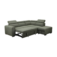 Olia 2 Seater Fabric Modular Corner Pull Out Sofa Bed Storage Ottoman Green