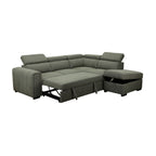 Olia 2 Seater Fabric Modular Corner Pull Out Sofa Bed Storage Ottoman Green