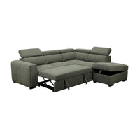 Olia 2 Seater Fabric Modular Corner Pull Out Sofa Bed Storage Ottoman Green