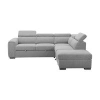 Olia 2 Seater Fabric Modular Corner Pull Out Sofa Bed Storage Ottoman Grey