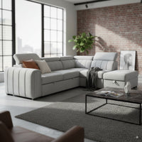 Olia 2 Seater Fabric Modular Corner Pull Out Sofa Bed Storage Ottoman Grey