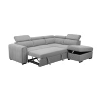 Olia 2 Seater Fabric Modular Corner Pull Out Sofa Bed Storage Ottoman Grey