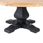 Olivia 160cm Round Dining Table Reclaimed Elm Wood Natural Black