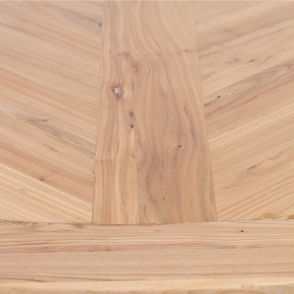 Olivia 160cm Round Dining Table Reclaimed Elm Wood Natural Black