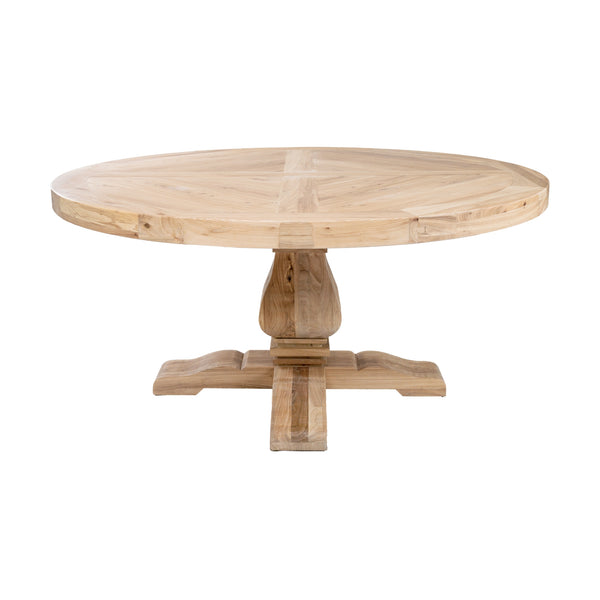 Olivia 160cm Round Dining Table Reclaimed Elm Wood Natural