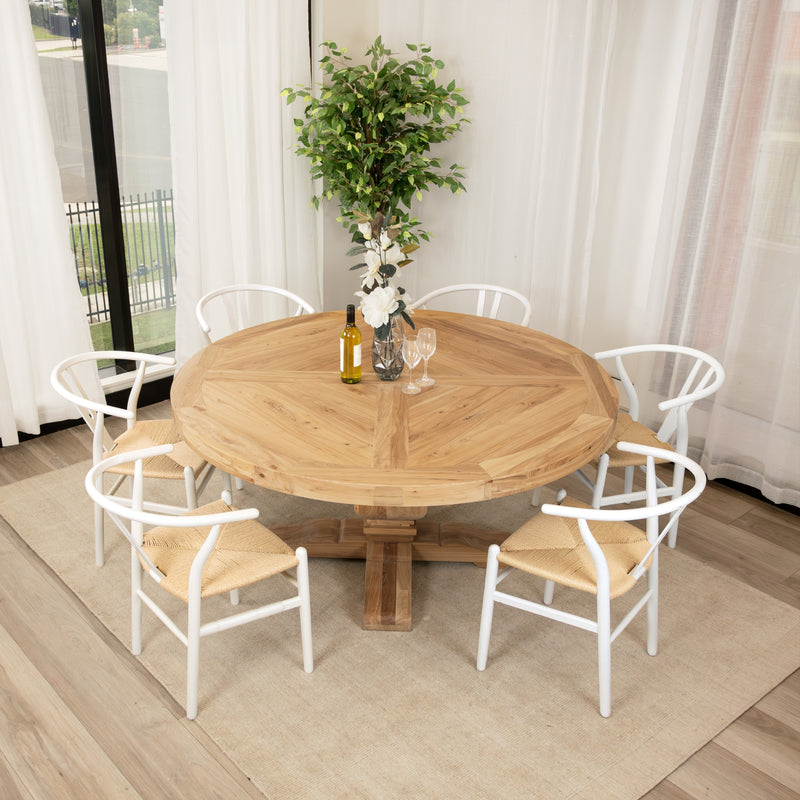Olivia 160cm Round Dining Table Reclaimed Elm Wood Natural