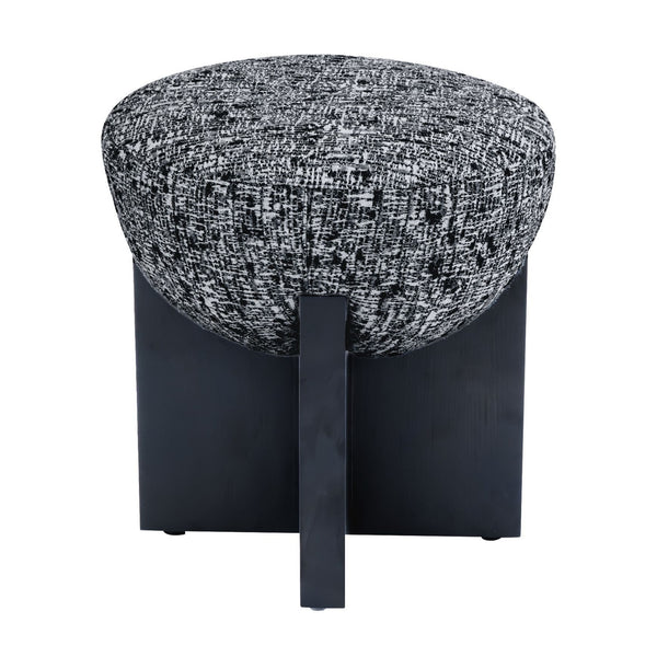 Olivia 44cm Chenille Ottoman Black
