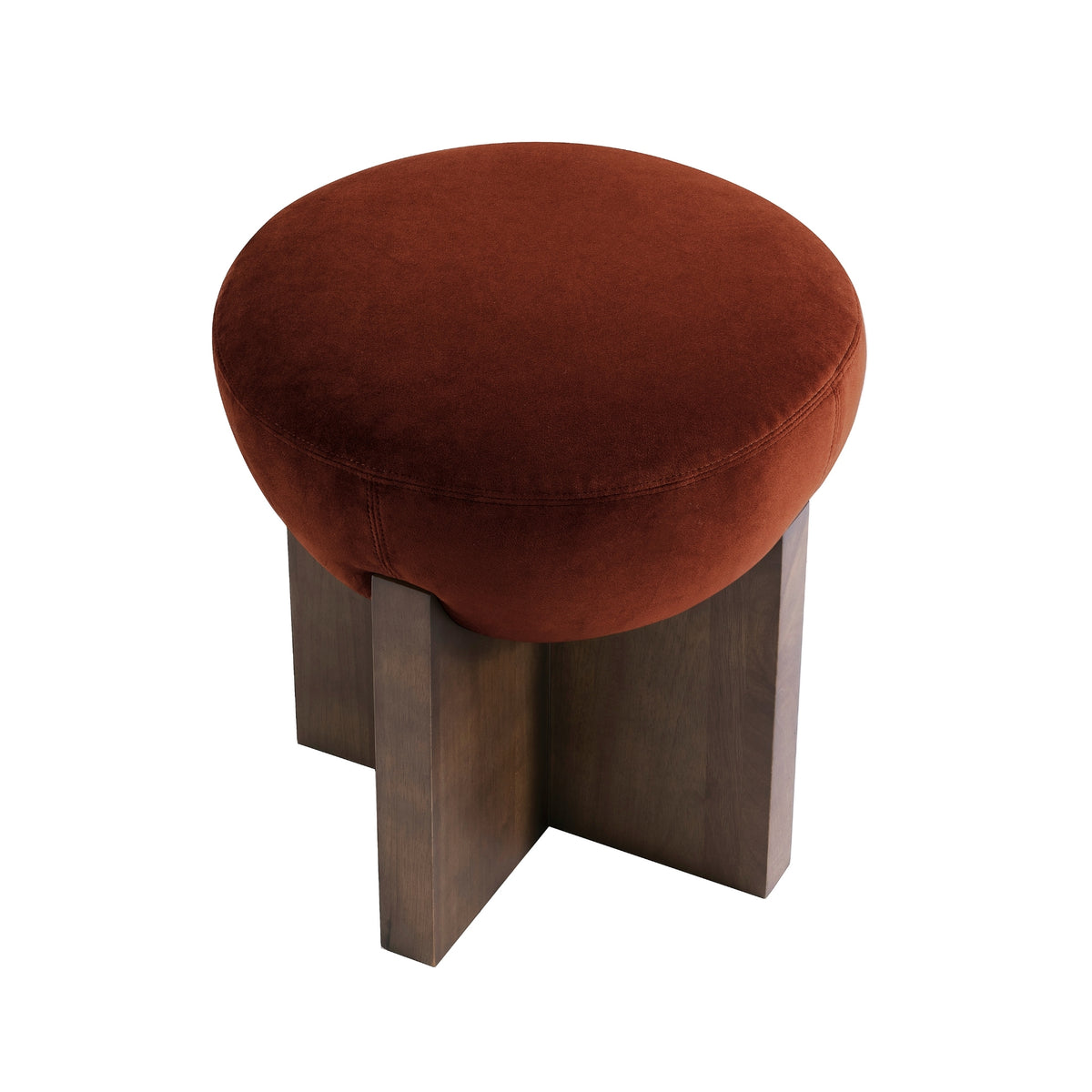Olivia 44cm Velvet Ottoman Caramel