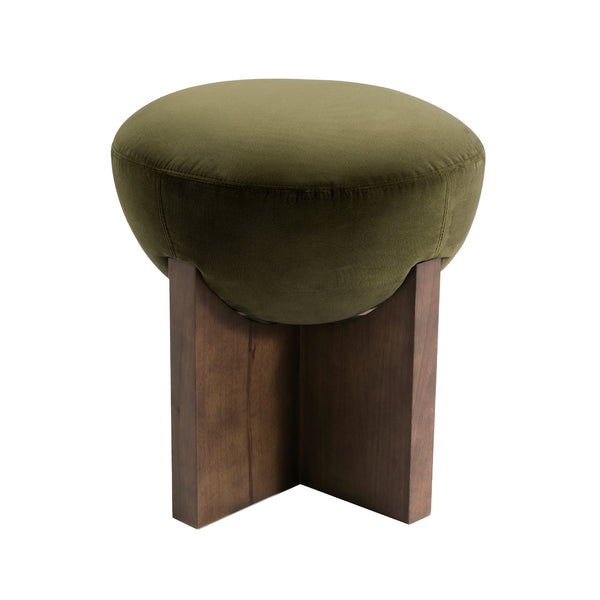 Olivia 44cm Velvet Ottoman Moss