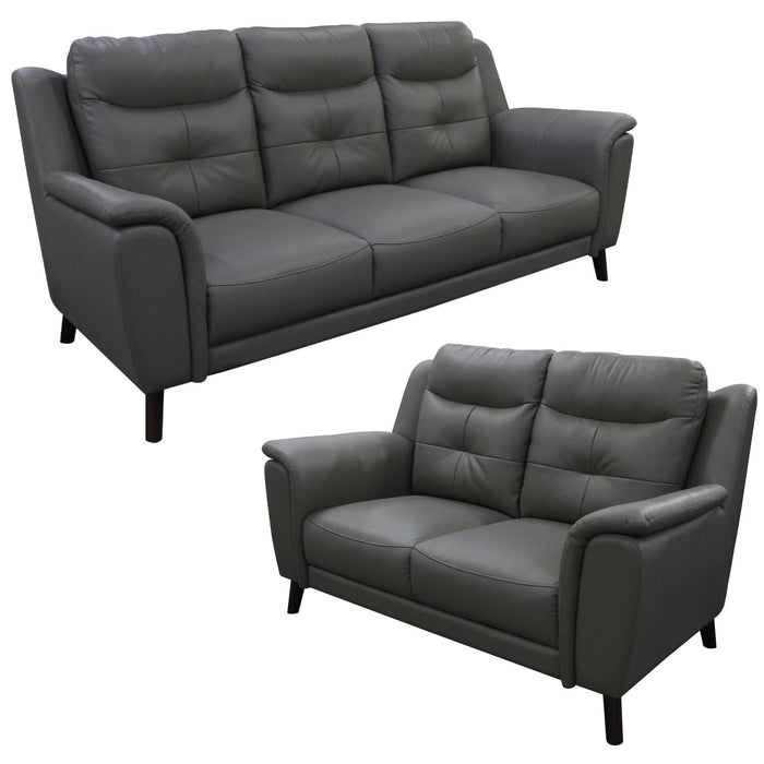 Opal 2+3 Seater Leather Sofa Gunmetal 